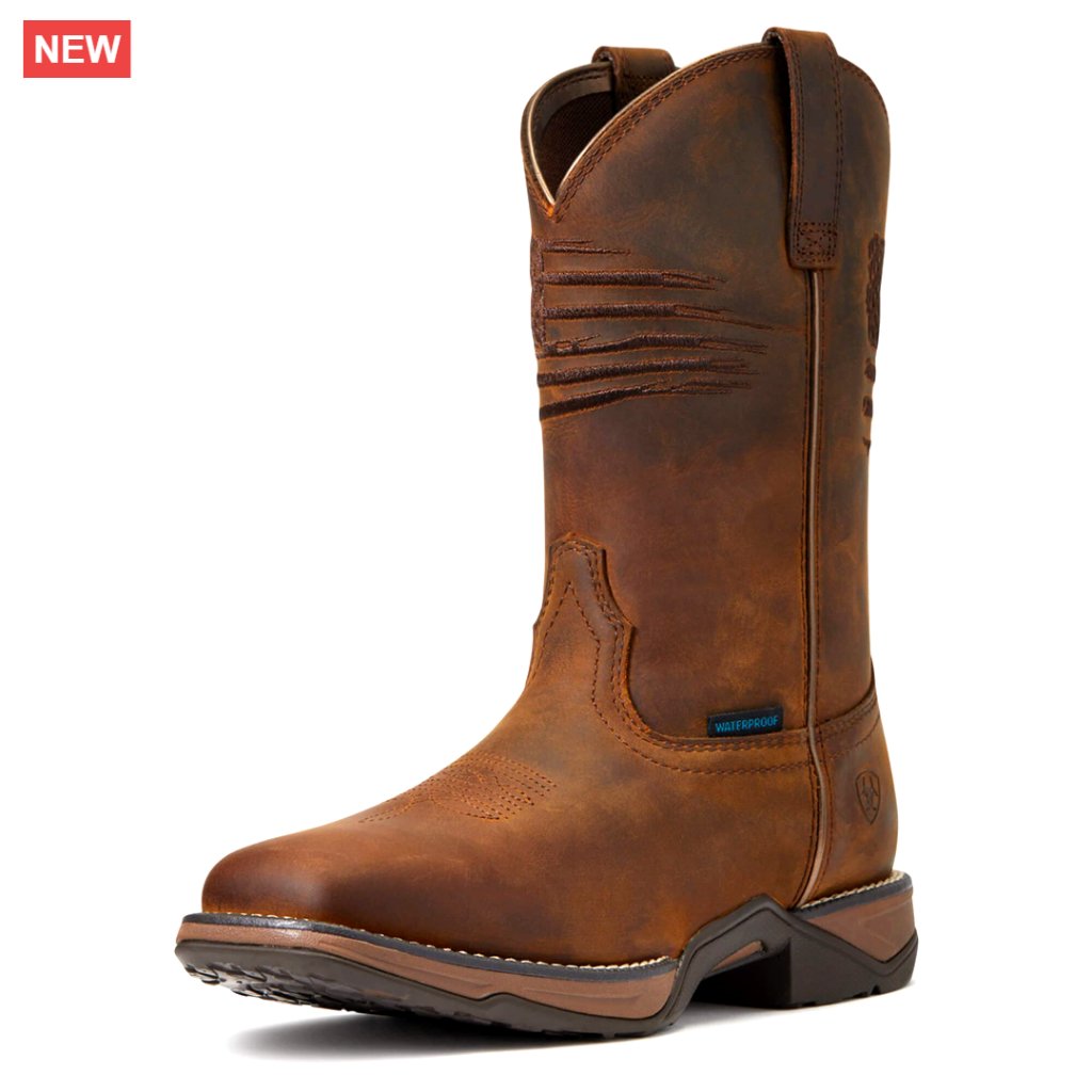 Waterproof Western Boots, Full Grain Leather, 10" Shaft, Square Toe